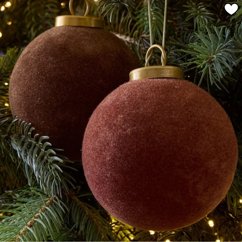 West Elm | Large Flocked Ball Ornaments (Set of 4) - Warm Tones